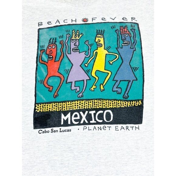Vintage Cabo San Lucas Mexico T-Shirt Beach Fever Medium Grey Tourist Art - Picture 4 of 8